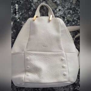 Hammitt Winter White Leather Backpack with Gold Accents